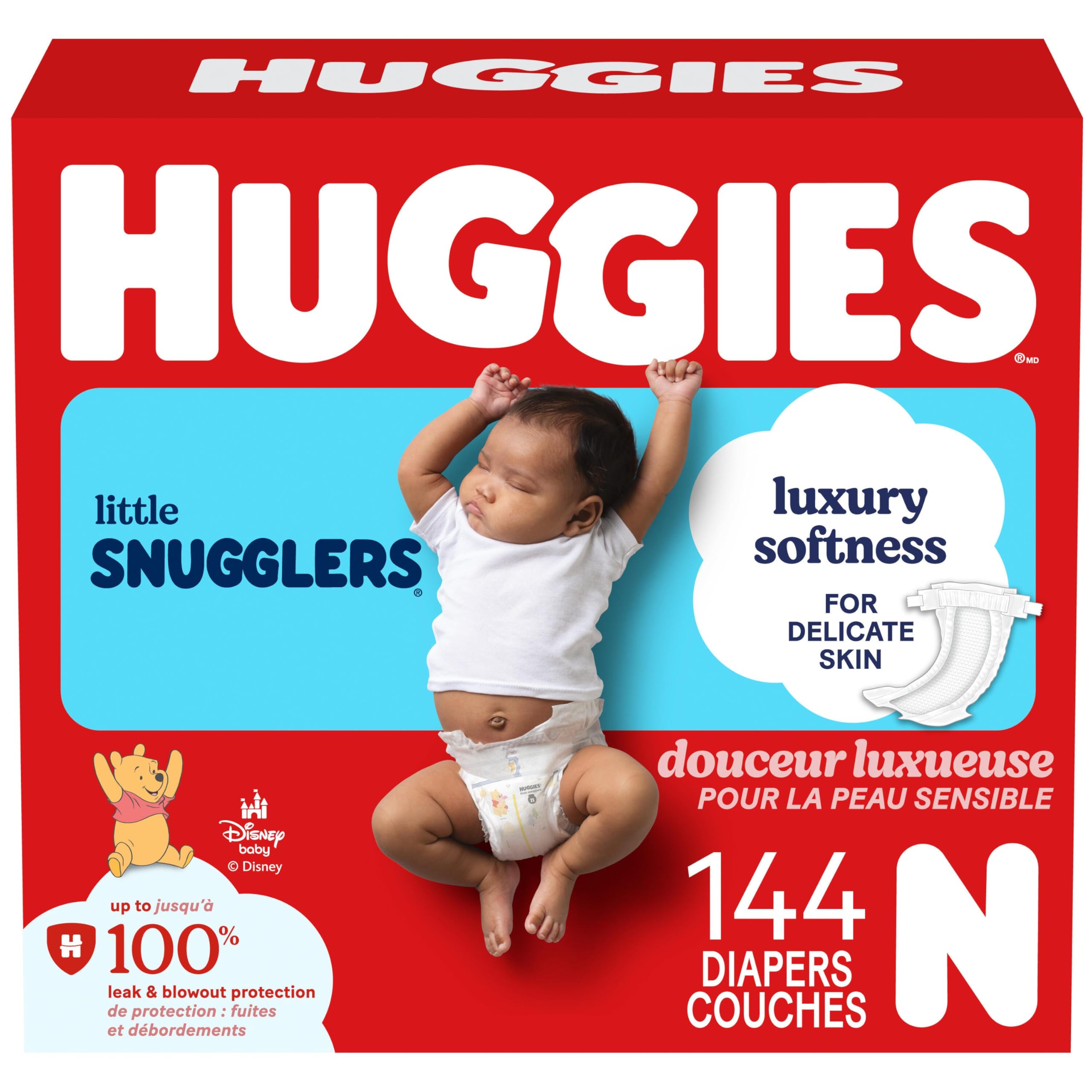Huggies Newborn Diapers Little Snugglers Newborn Diapers Size 0 (up to 10 lbs) 144 Count