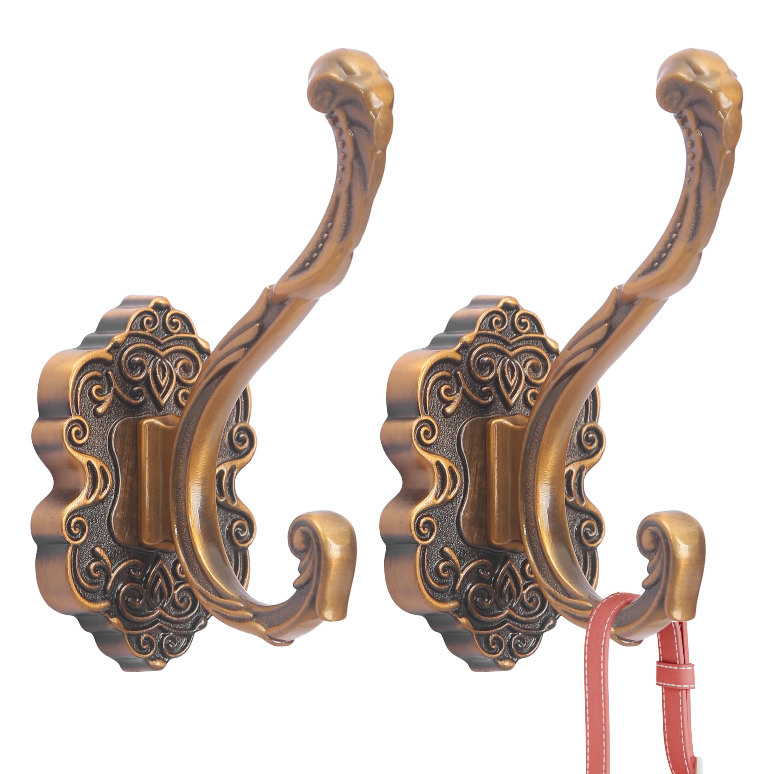 Kingyuan Vintage Coat Hooks Wall Mount 2PCS,Vintage Decorative Hook,High-Grade Aluminum Alloy Material,Rustproof & Durable for Hanging Coats, Towels, Keys & Purses in Entryway,Bathroom, Kitchen