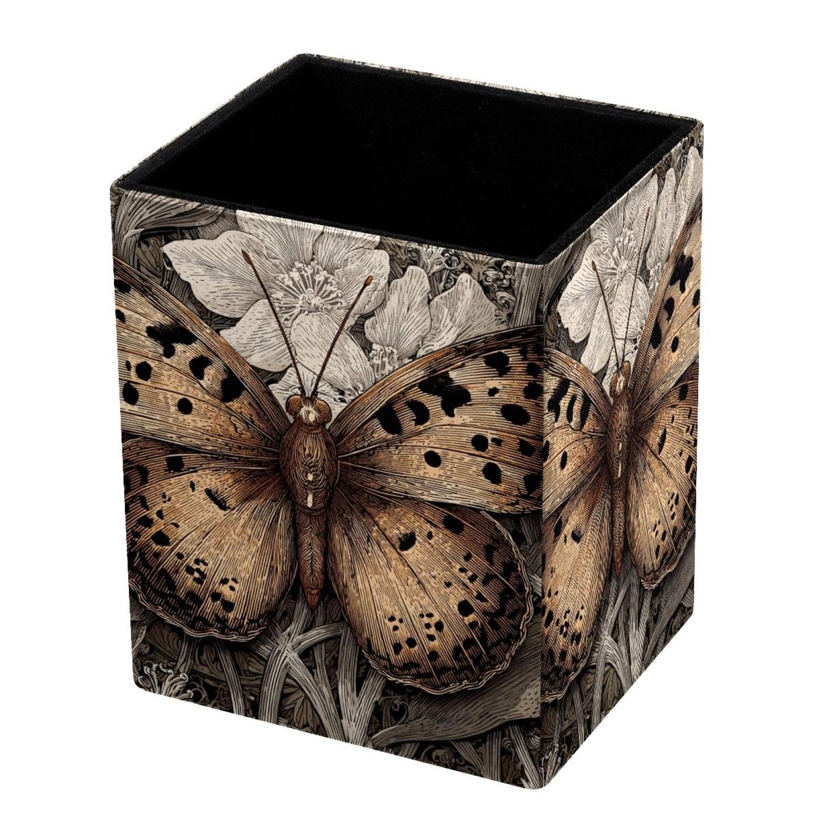 VAPOKF Pencil Holders for Desk, Moth Printed Pen Holders Pen Pot Makeup Brushes Storage Desktop Stationery Supplies Organiser for Home Office
