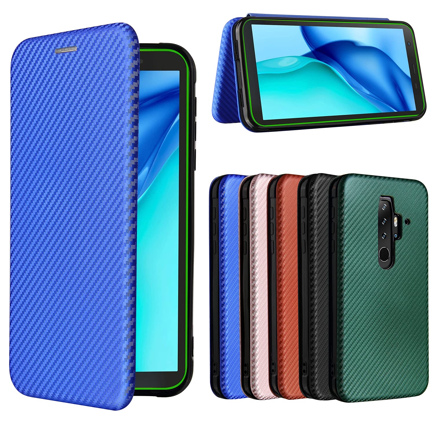 Amazon.co.jp: Pelanty Blackview BV6300 Pro ケース 手帳型 炭素繊維 
