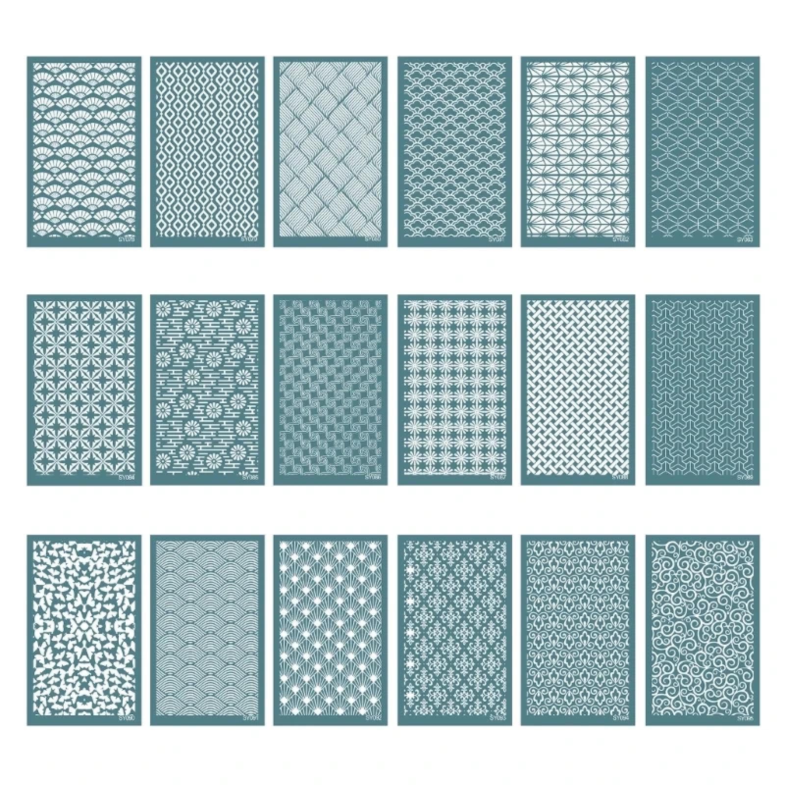 MANGOUSONG Screen Printing Kit,15x9cm Silk Screen Stencils for Clay Reusable Silkscreen Print Clay Jewelry Making Art Craft Earrings Making Supply Tools Style 6