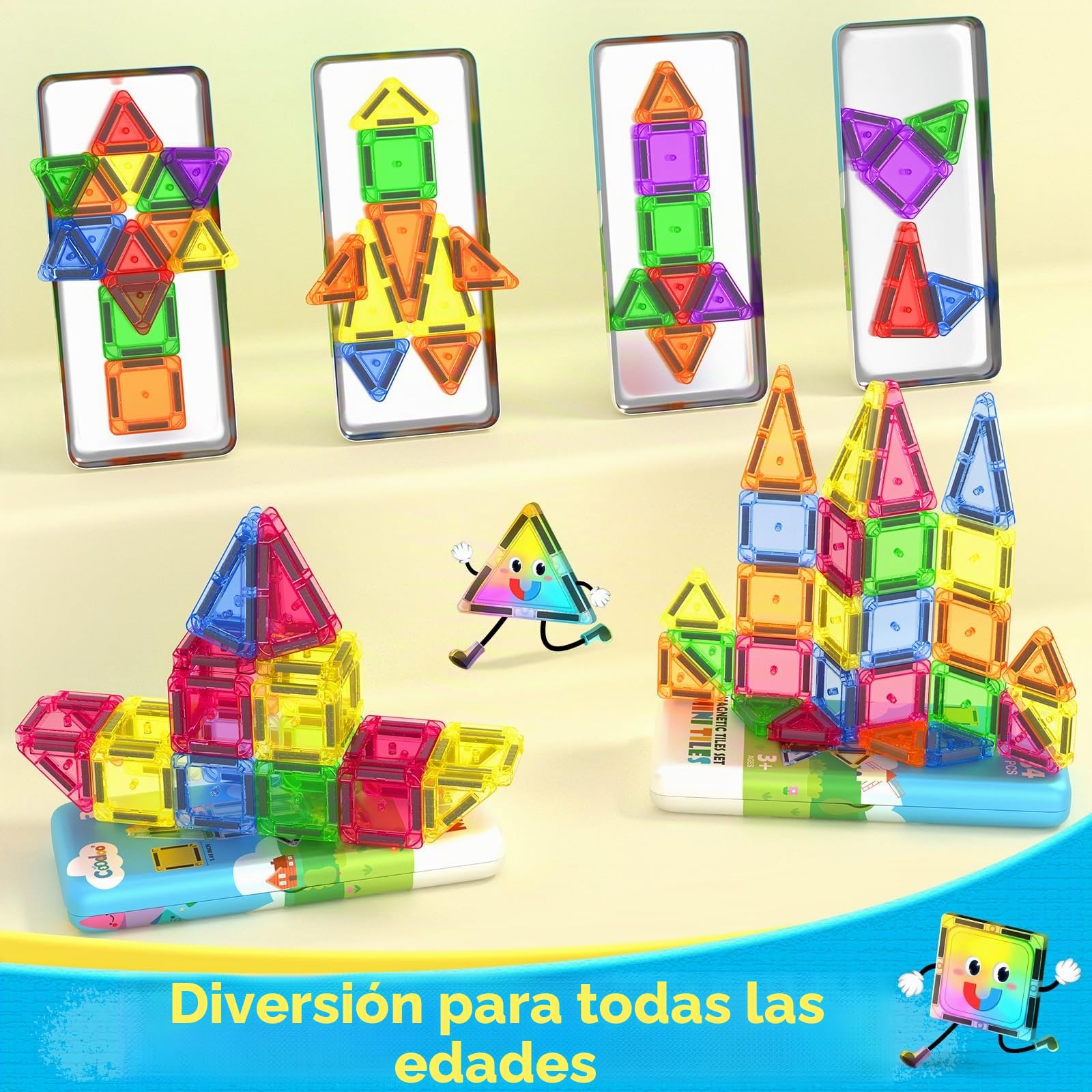 Bloques Magnéticos Construcción Niños, Mini Magnetic Blocks, Piezas Magnéticas Stem, Magnetic Tiles Juguete Sensorial Educativo para Niños y Niñas de 3 Años en Adelante Regalo Ideal