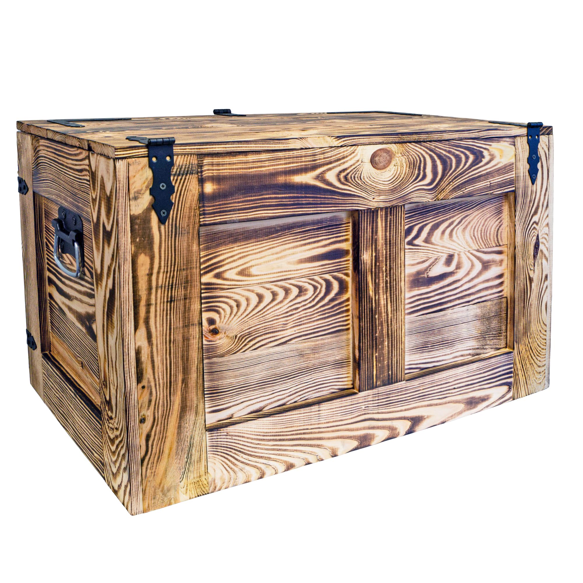 Kistenkolli Altes Land grosse Truhe Aufbewahrungskiste Oskar Ablagekiste Holzkiste Schatztruhe Wohnzimmertisch Kommode aus Holz Maße cm 80x45x47cm L x T x H (geflammt)