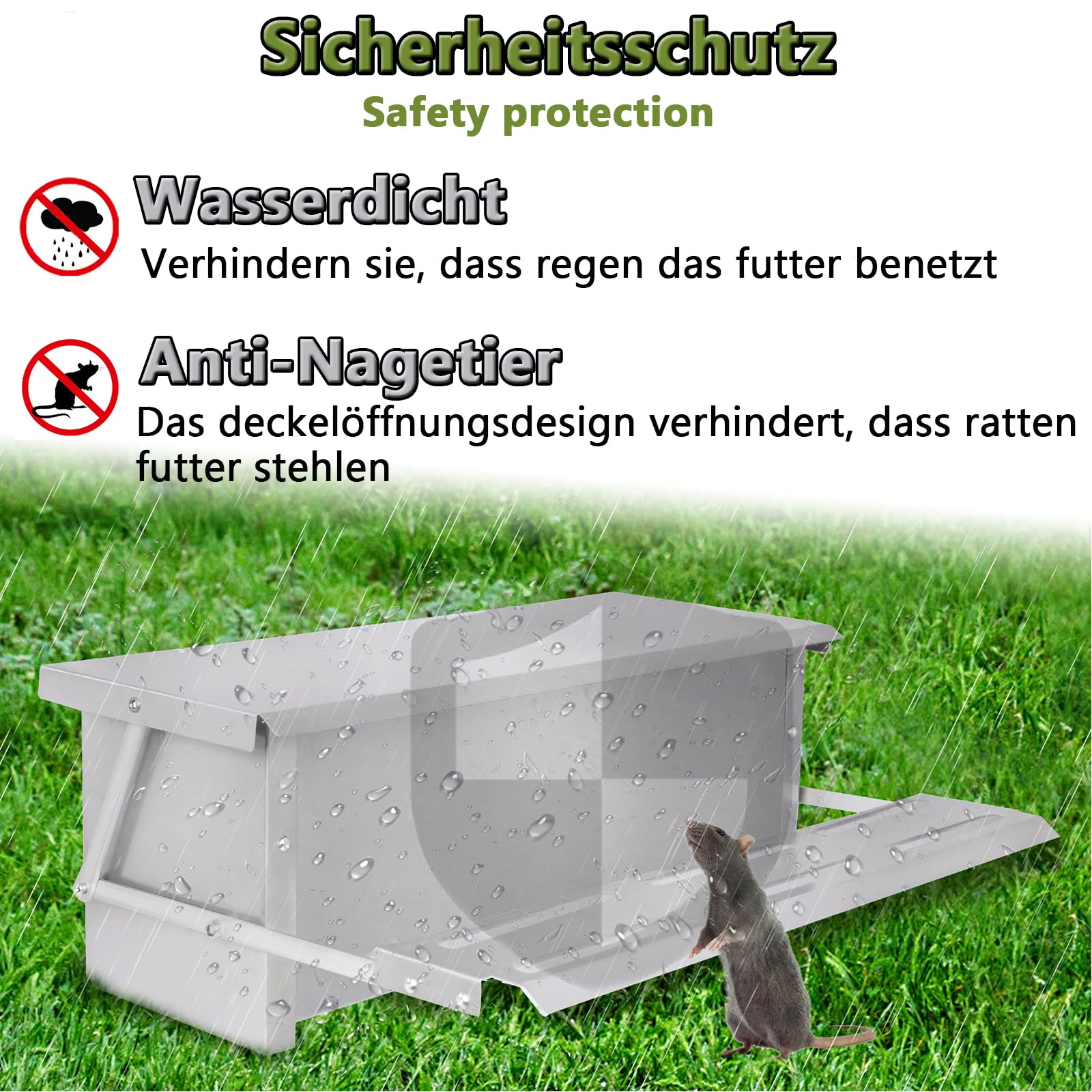 LZQ Futterautomat Hühnerfutter Automat 10 kg, Geflügelfutterautomaten Hühnerfutterautomat Aus Aluminium mit Großem Fassungsvermögen,Anti-Nagetier,Wasserdicht Anti-Rost（2 Packung）