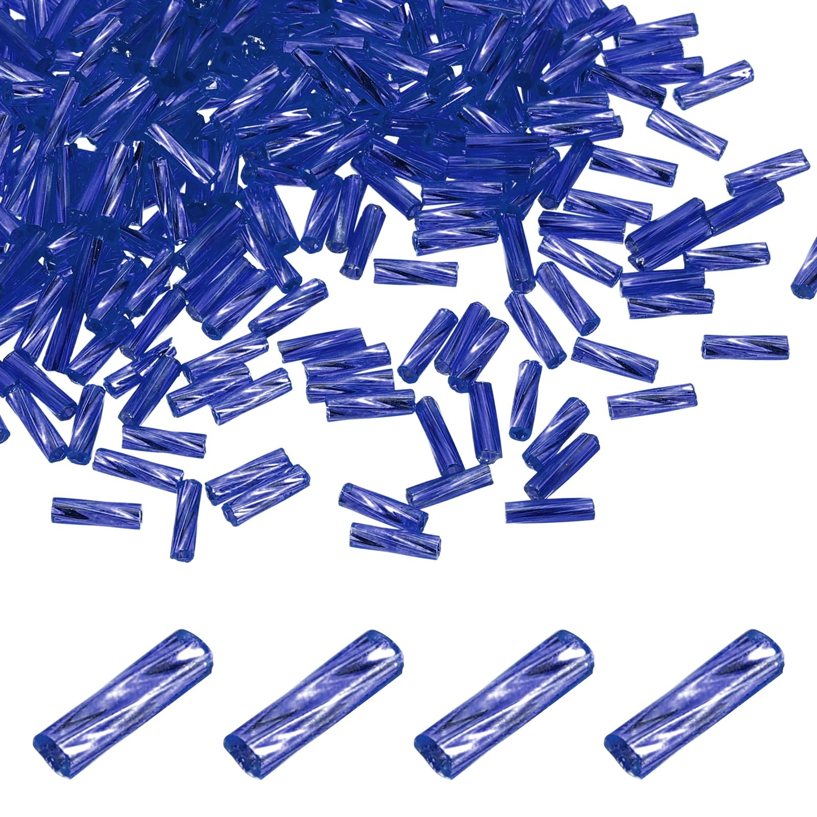 sourcing map 1500Pcs Glass Bugle Beads, 6x2mm Tube Mini Loose Glass Seed Spacer Bead Embroidery Beads for DIY Craft Projects Earrings Necklaces Bracelets Jewelry Making, Navy Blue