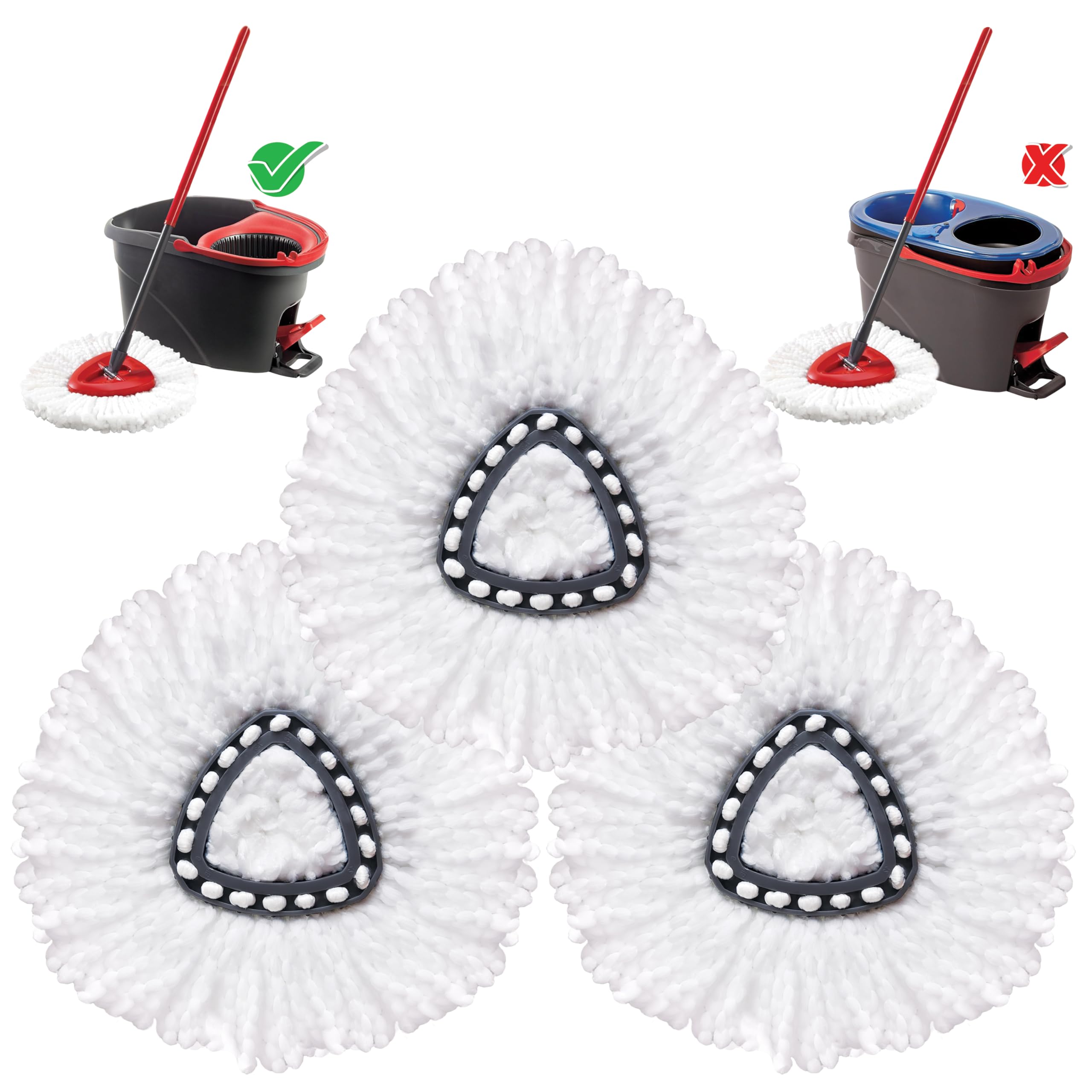 Kleen Handler White Microfibre Spin Mop Head Refills | Compatible With Easywring 1-Tank System, Large