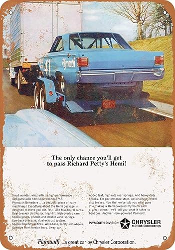 Letrero de metal de 7 x 10  1966 426 Hemi Plymouth Belvedere Passes Petty  Vintage Rusty Look