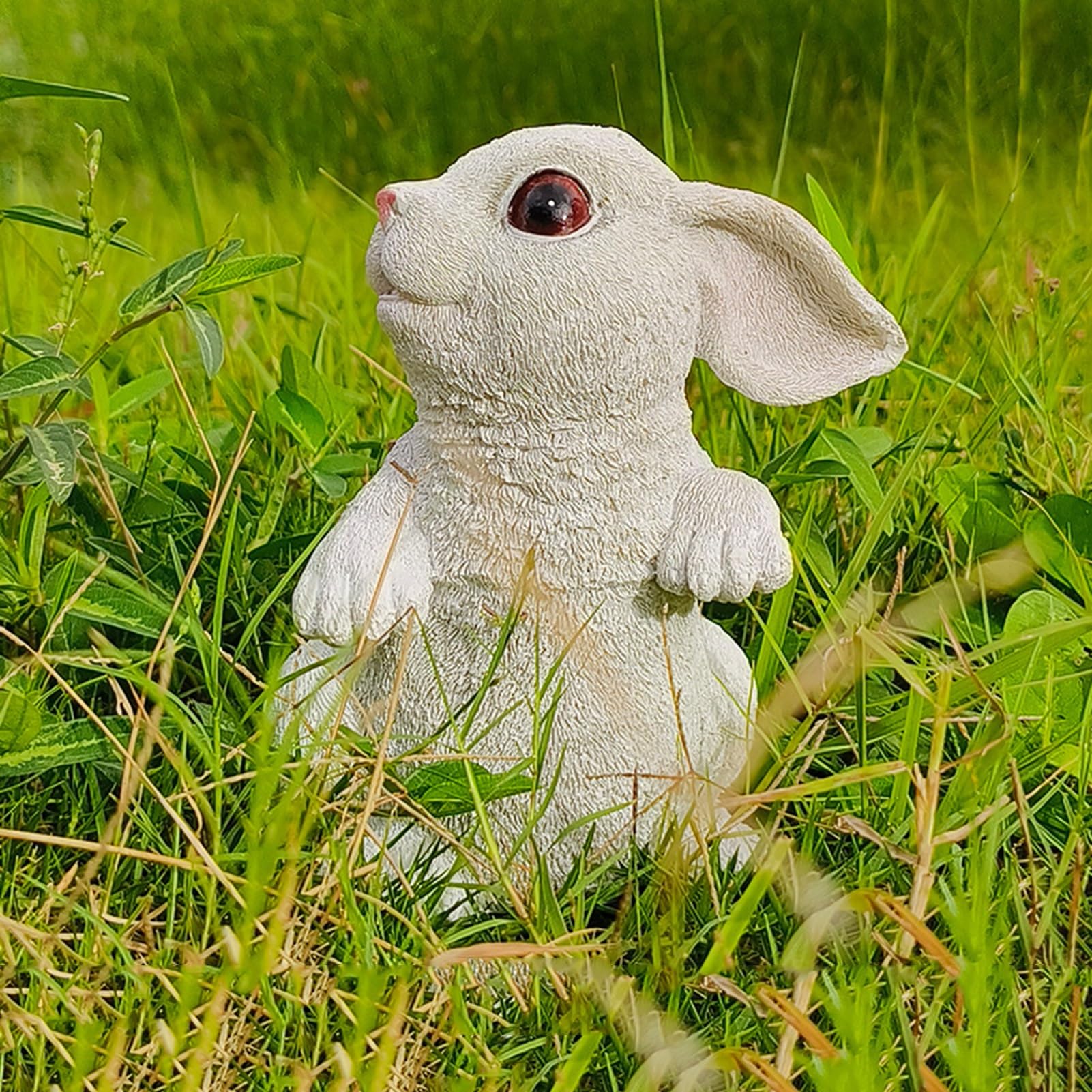 Ogrodowa Figurka Królika Ozdoby Trawnikowe Rzemiosło Rzeźba Królika Dekoracja Żywiczna Figurka Do Ogrodu Na Podwórku, Biały, 13 * 13 * 16 Cm(White)