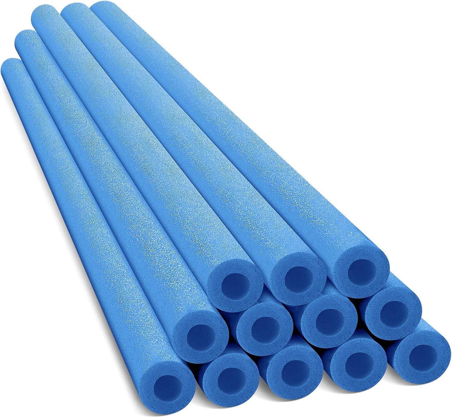 Nezyo 12 Pack Pool Noodles Foam Swim Noodles 52 Inch Jumbo Hollow Swimming Pool Noodle Bulk Floats Heavy Duty for Xmas Decoration Craft Projects Padding Bumper Blue