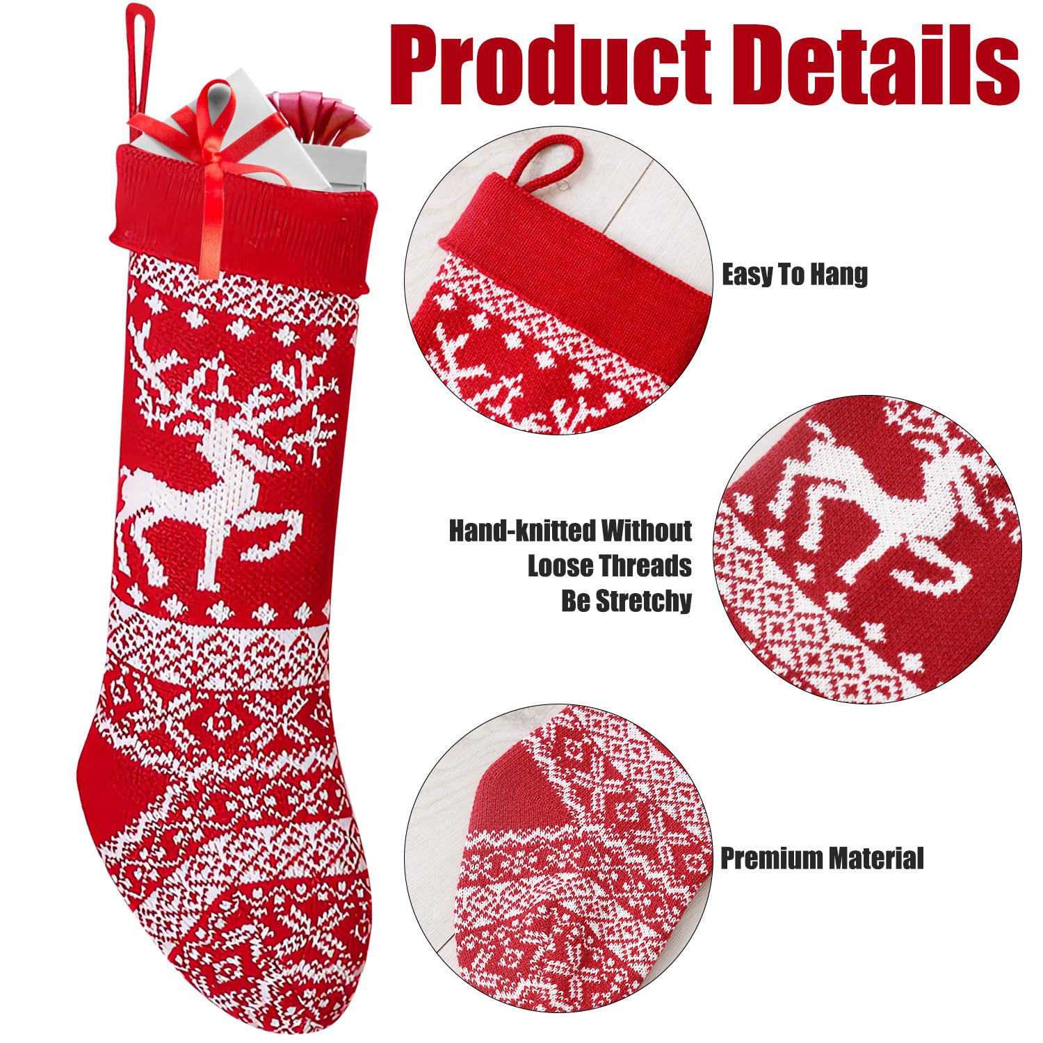 Lot De 2 Chaussette De Noel, Tricotés 18" Bas De Noël, Suspendre Sac Cadeau Sapin Pour Décoration D'arbre De Cheminée De Noël - Maison