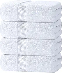 White Classic Conjunto de 4 toalhas de banho luxuosas - toalhas de banho ultra macias de algodão 700 g/m2 27 x 54 | Altamente absorvente e de secagem rápida | Toalhas de hotel para banheiro luxuosas,