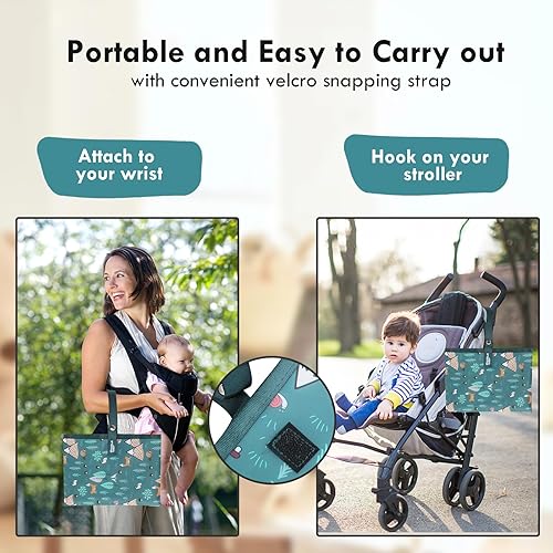 Miniatura 2 de Cambiador de pañales portátil para bebé, cambiador compacto impermeable con correa para la muñeca, cambiador de viaje lavable para bolsa de pañales,