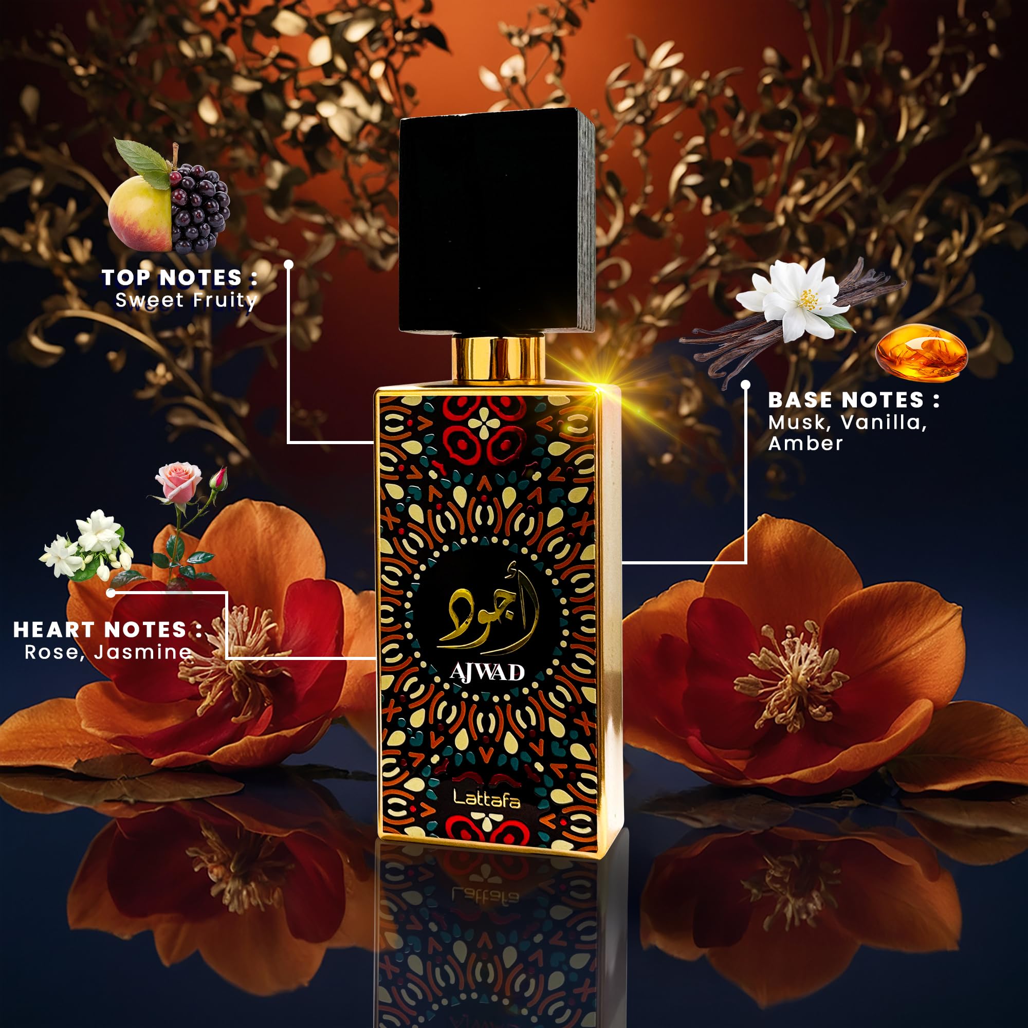 Amazon.com : AROMAQUE Bundle of Lattafa Ajwad Perfume 2.0 OZ