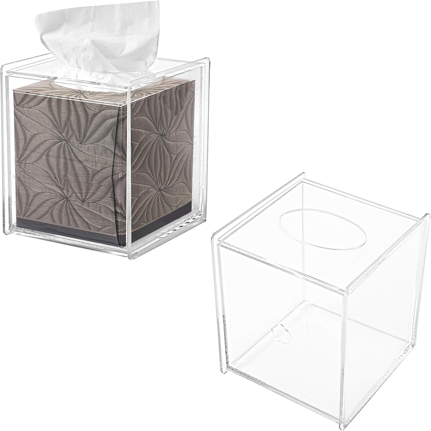 MyGift Clear Acrylic Square Tissue Box Covers, Set of 2 BigaMart