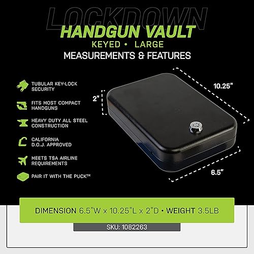 Miniatura 6 de Lockdown Bóveda de pistola con construcción de acero, aprobación de la TSA y certificación del Departamento de Justicia de California para