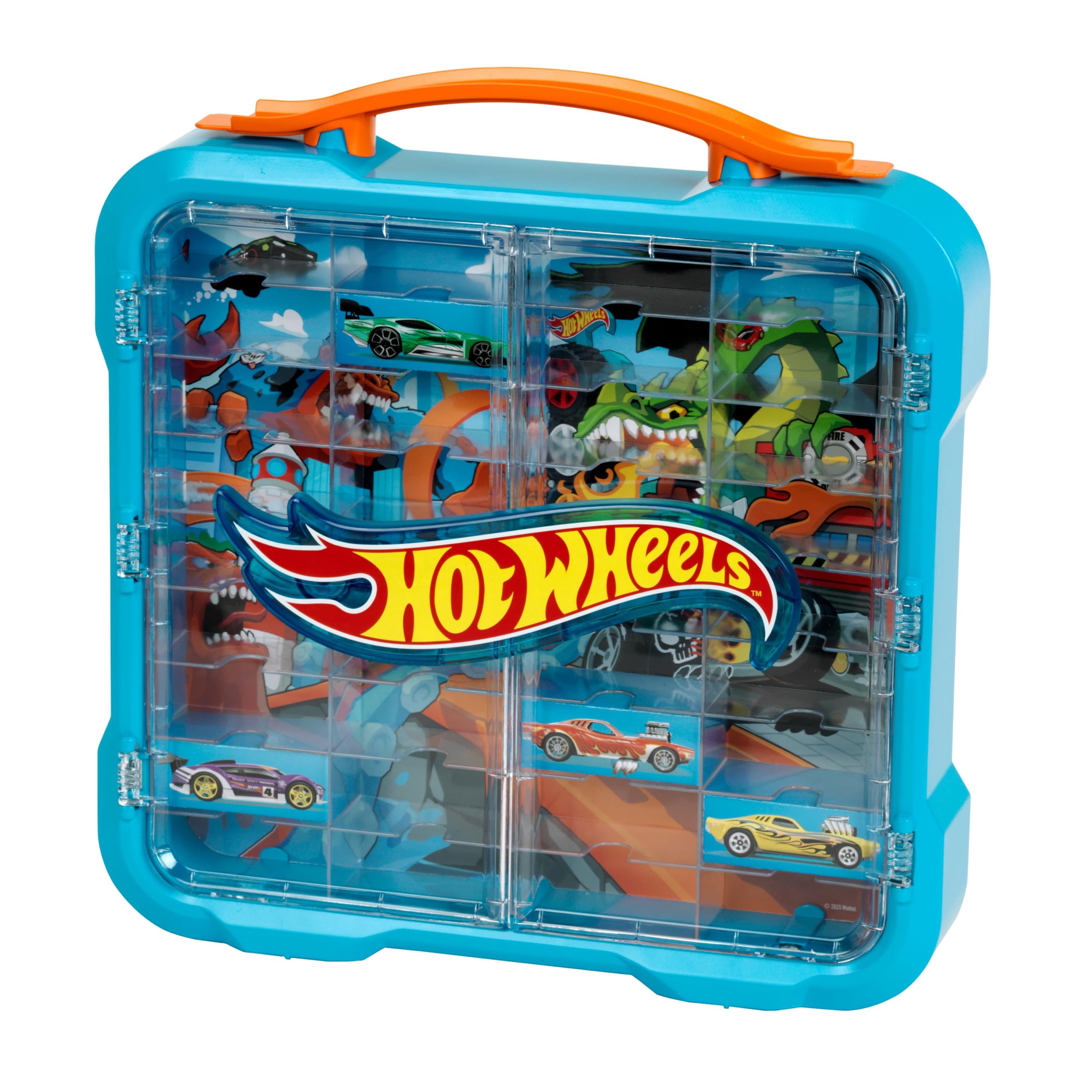 Theo Klein 2411 Hot Wheels Vitrine de Collection, Rangement Cool avec lumière, Fixation Murale et Espace pour 36 Voitures, Jouet pour Enfants à partir de 3 Ans