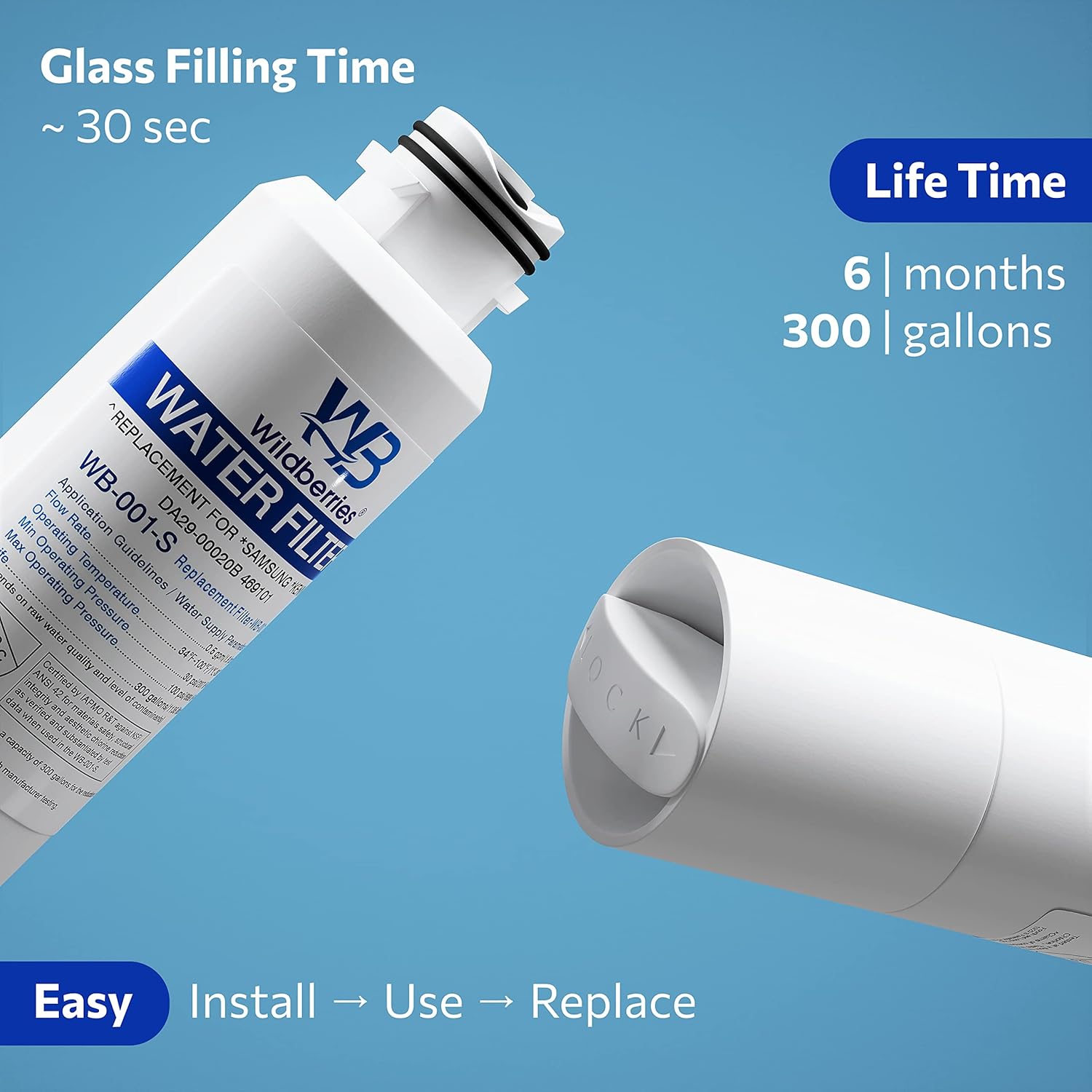 Wildberries Replacement For Samsung Fridge Water Filter-DA97-08006A Water Filters For Refrigerators Compatible Samsung DA29-00020B,DA29-00019A,HAF-CIN/EXP,HAF-CIN Refrigerator Water Filter, Pack of 2