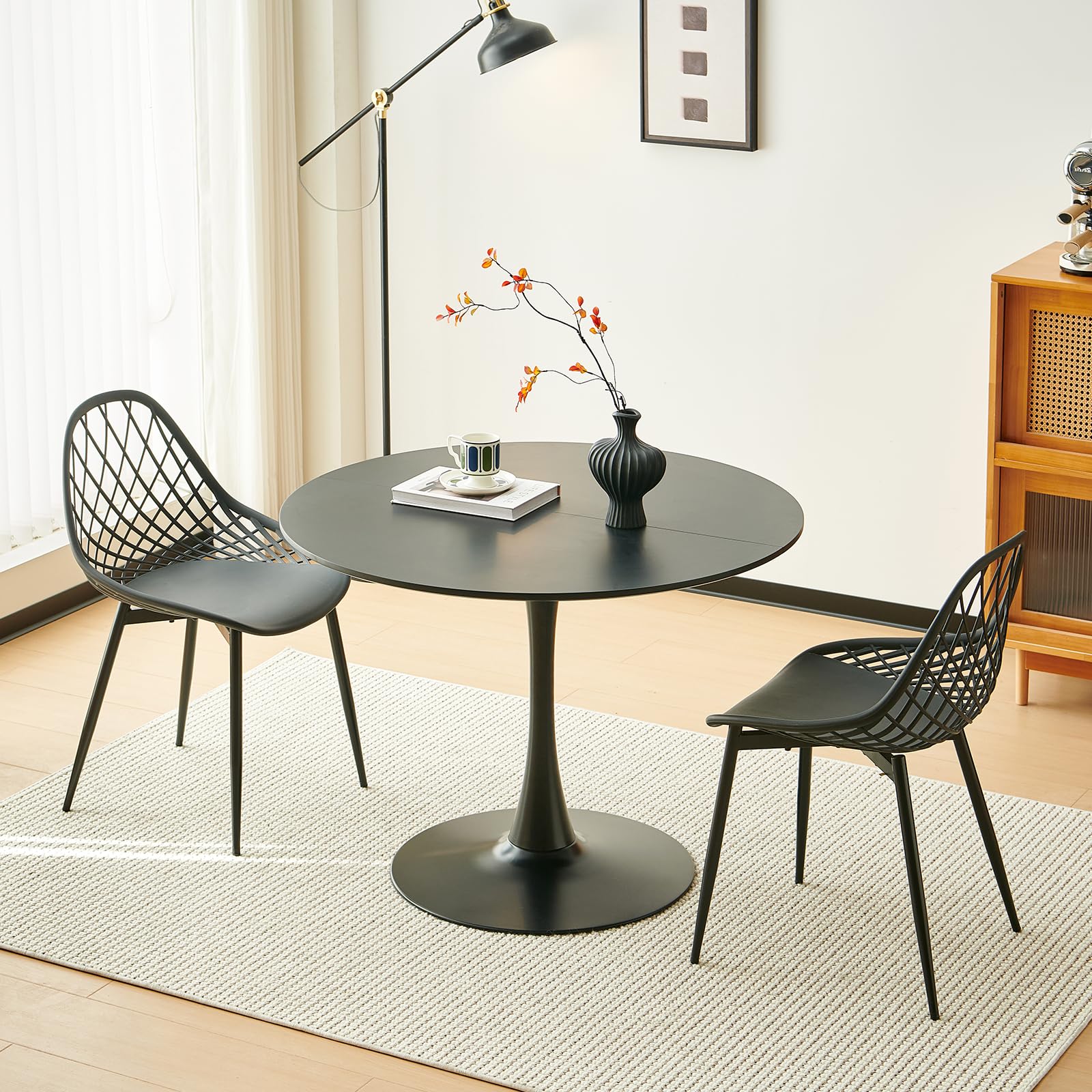 buybyroom Style Scandinave Table de Salle à Manger Moderne Ronde, Bureau, Table de Bar, Idéale pour Cuisine, Salle à Manger, Salon et Bureau, pour 2-4 Personnes, Diamètre 100 cm, Noir