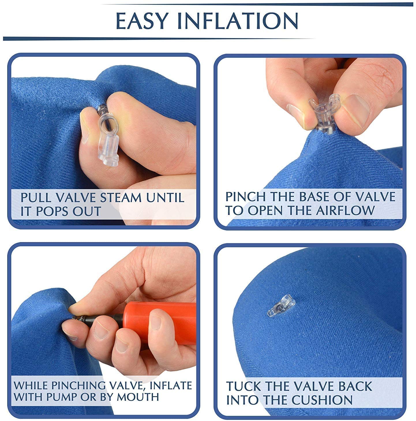 Cuscino A Ciambella Gonfiabile Per Emorroidi E Sciatica - Blu Con Pompetta | Per Auto, Ufficio E Viaggi - Foto 12