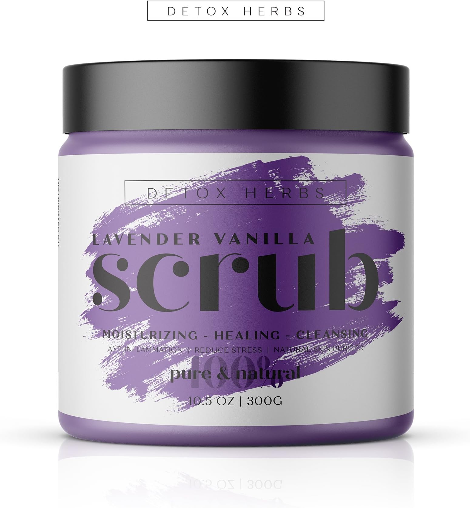 Detox Herbs Lavender and Vanilla Body Scrub - Relaxing Peeling, Best Skin Exfoliator, Reduce Stress, Anti Inflammation, Dead See Salt Scrub, Moisturizing Peeling, Healthy Skin Care, Anti Skin Aging