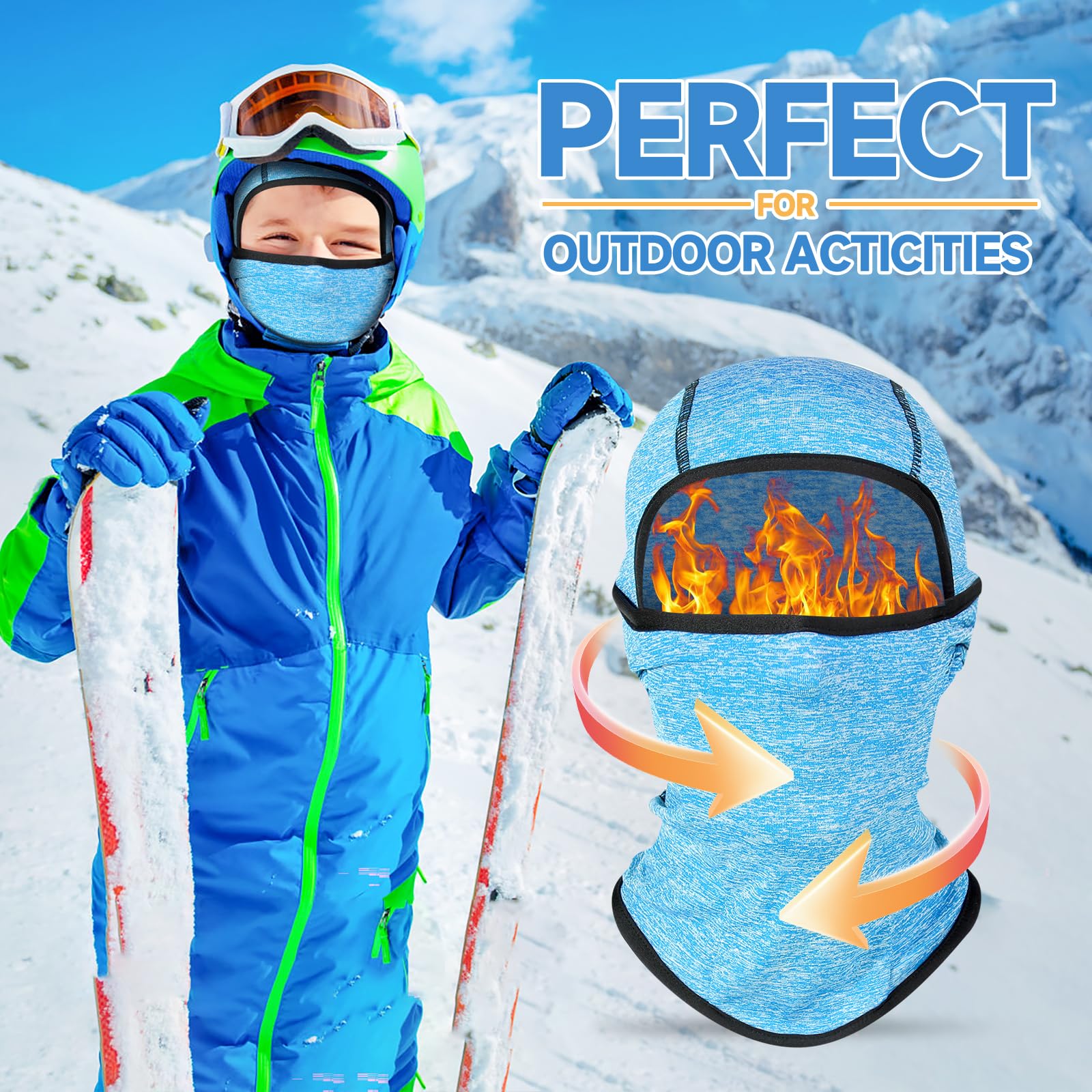 Pasamontañas Térmico Niños 2-8 Años, Invierno Multifunción Prueba de Viento Forro Polar Cálido Máscara de Esquí de Ciclismo Sombreros Gorro con Calentador de Cuello, Mascarilla para Niños Niñas