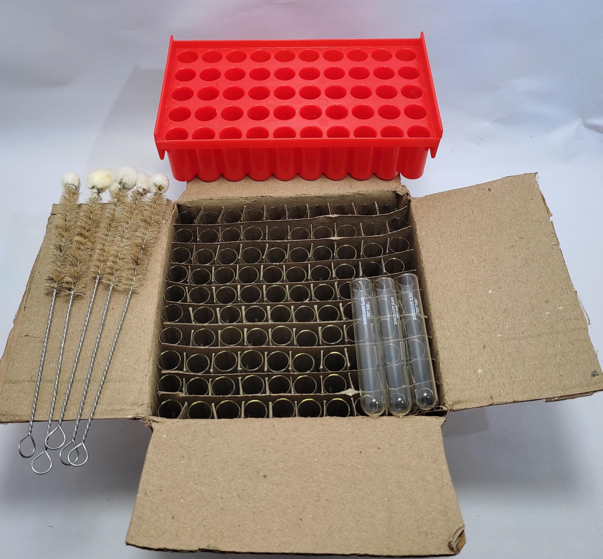 BOROSILICATE GLASS TEST TUBE WITHOUT RIM. 12 X 75 MM (100 pices test tube) 3 test tube cleaning brush and 1 12 MM 50 holes test tube rack free) product will be comes in proper packing-image-38