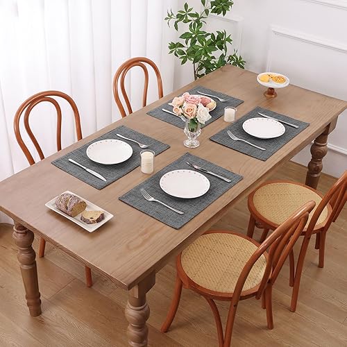 Miniatura 7 de SHACOS Juego de 4 manteles individuales de tela tejida, resistentes al calor, antideslizantes, lavables, de doble capa, manteles individuales