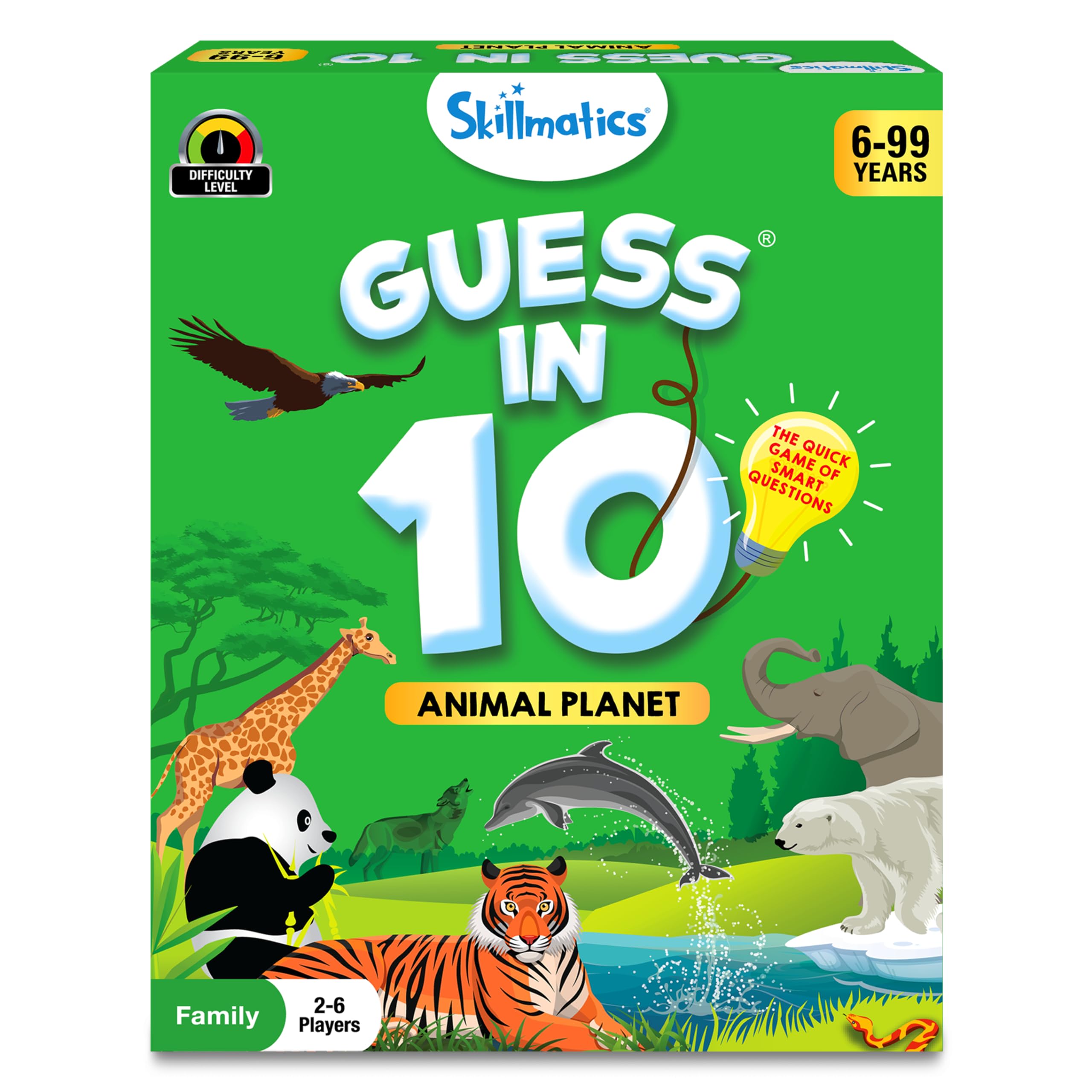 Skillmatics Guess in 10 Animal Planet, Trivia Card Game, Christmas Stocking Stuffers Perfect for Boys, Girls, Kids, Teens, Adults Who Love Animals, Travel Games, Gifts for Ages 6, 7, 8, 9, 10, and UpClimatePartner certified