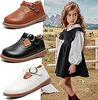 Vista 2 de DADAWEN - Zapatos de correa de vestir planos para niña, clásicos, para usar con el uniforme escolar