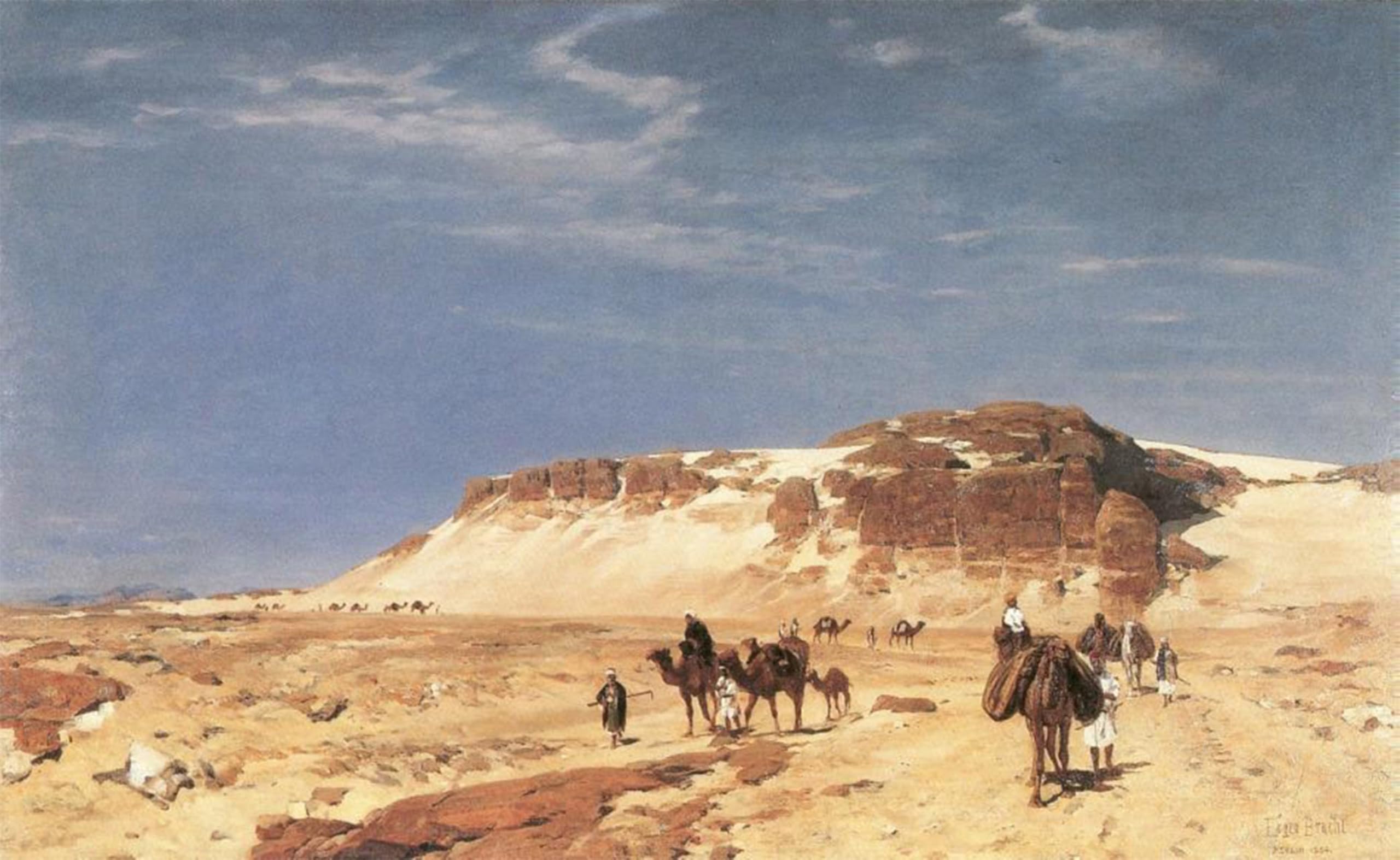 POSTERIIk Vintage Print Pop Art Landscape Artwork in the Sinai Desert by Eugen Felix Prosper Bracht Art Prints for Office Home Decor 60x90cm
