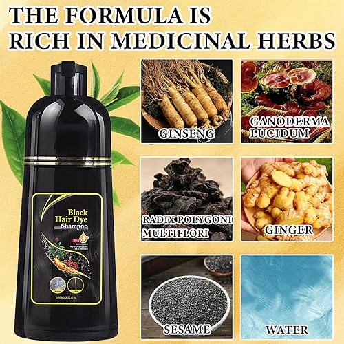 Miniatura 4 de Champú de tinte para cabello negro para mujer, champú mágico instantáneo 3 en 1, champú negro nutritivo de larga duración, gris, alta cobertura,