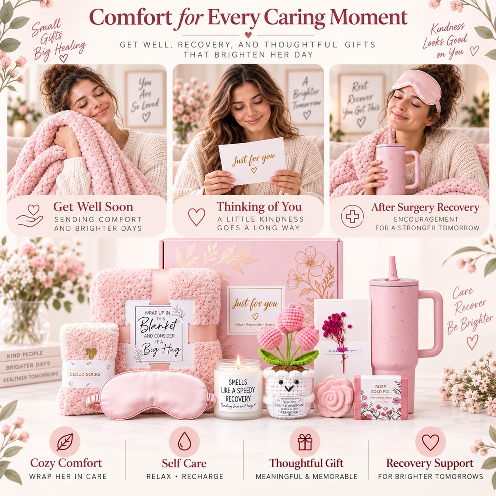 Get Well Soon Gifts for Women - Self Care Basket -4