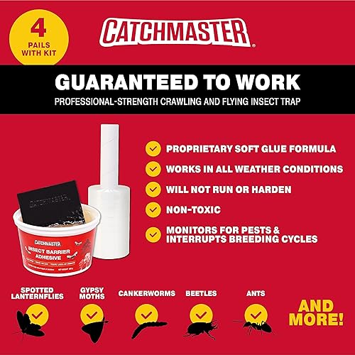 Miniatura 7 de Catchmaster - Kit de barrera adhesiva para insectos para bricolaje, 1 unidad de trampa adhesiva protectora de 15 onzas, lista para usar al aire