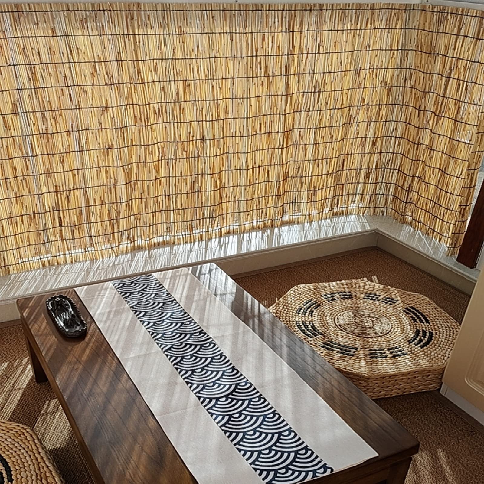 Rideau de Roseau Filtrant La Lumière,Store en Bambou Anti-UV,Rideau de Paille d'Intimité Respirant,Store Enrouleur Occultant,Store Venitien pour Cour Balcon Salon de Thé (W100xH250cm/39x99in)