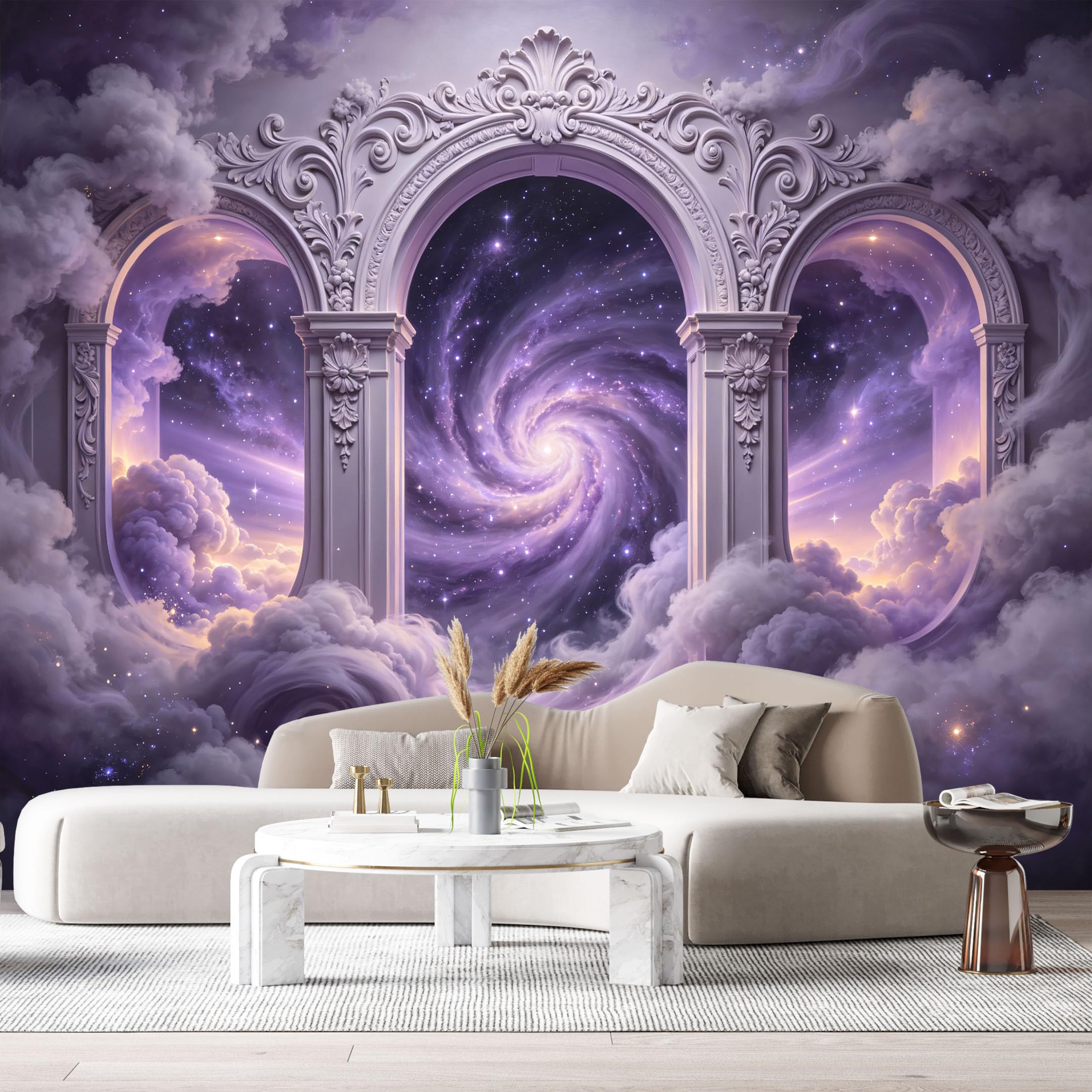 Custom Size Wall Murals Cosmic Galaxy Arch Portal Nebula 3D Trompe L'Oeil SelfAdhesiveWall Fabric Removable Wallpaper Wall Decor for Living Room Bedroom Bathroom