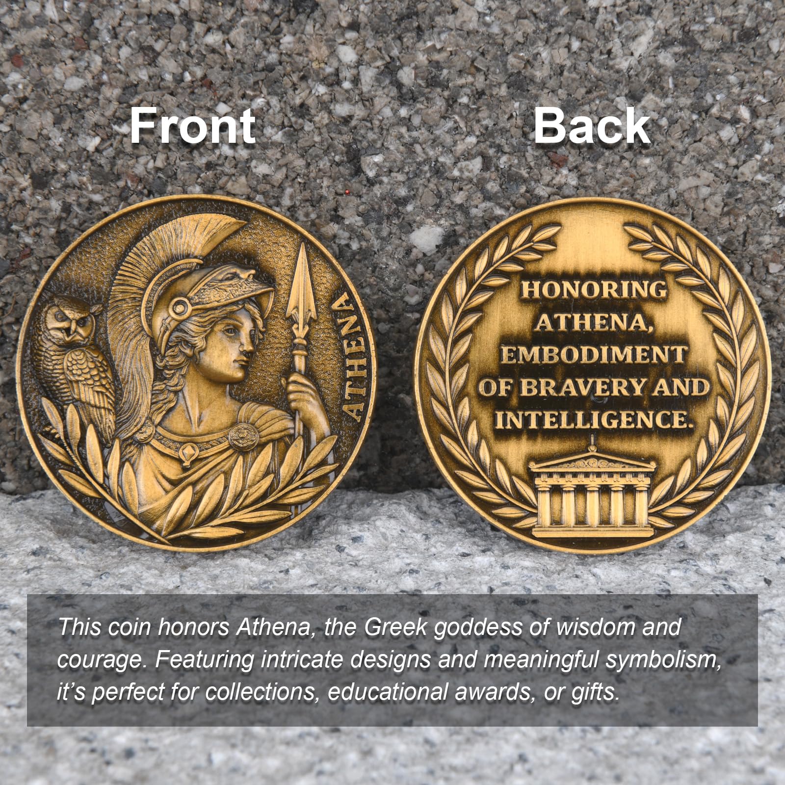Athena Coin - Symbol of Greek Wisdom and Courage,with Acrylic Display Case, or Decorative Piece（Single Coin