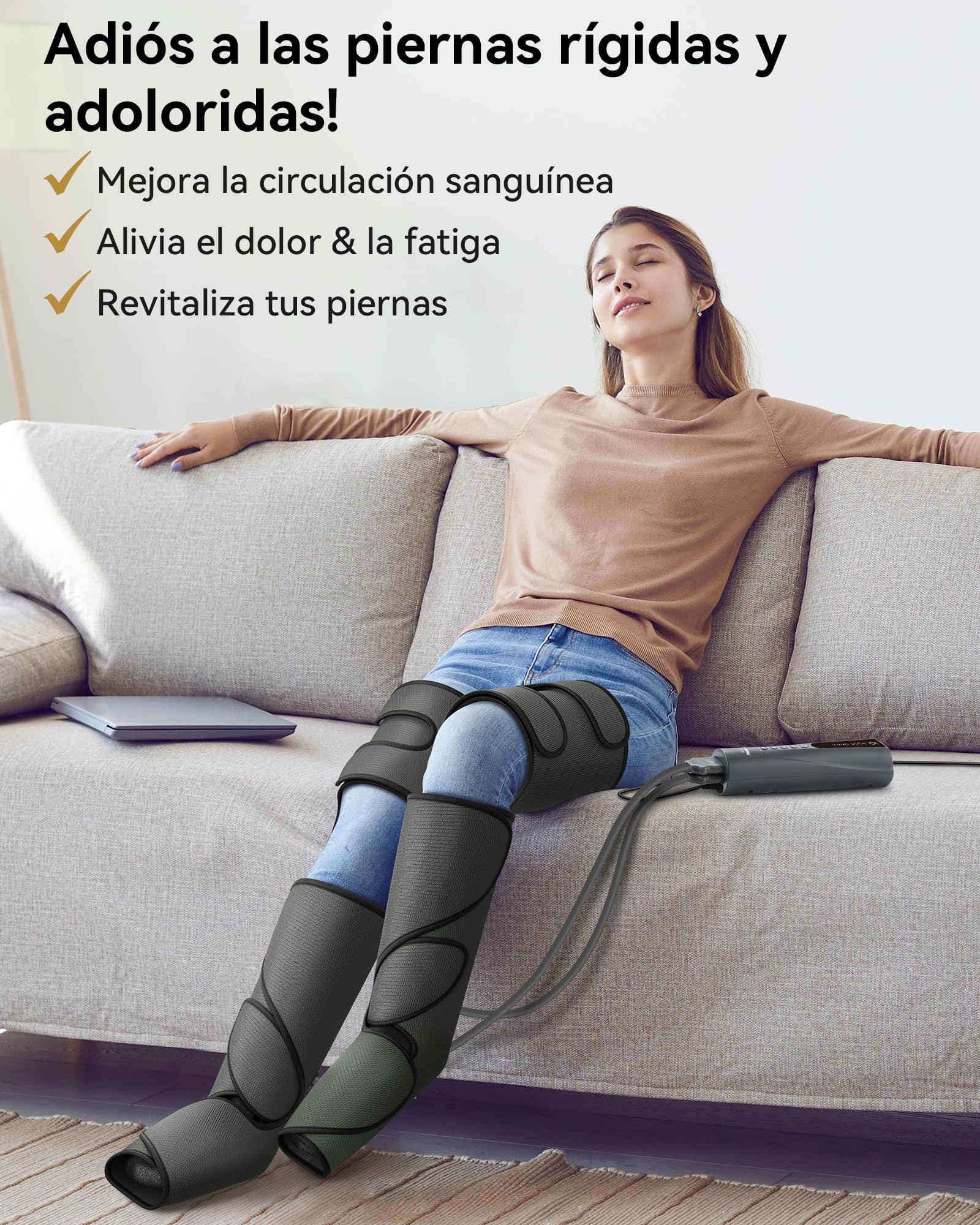 FIT KING Botas Presoterapia Piernas con Compresión Aire, Presoterapia para Casa, Alivia Dolor, Mejora Circulación y Varices Para Oficinistas y Mayores (Pies, Pantorrillas y Muslos)