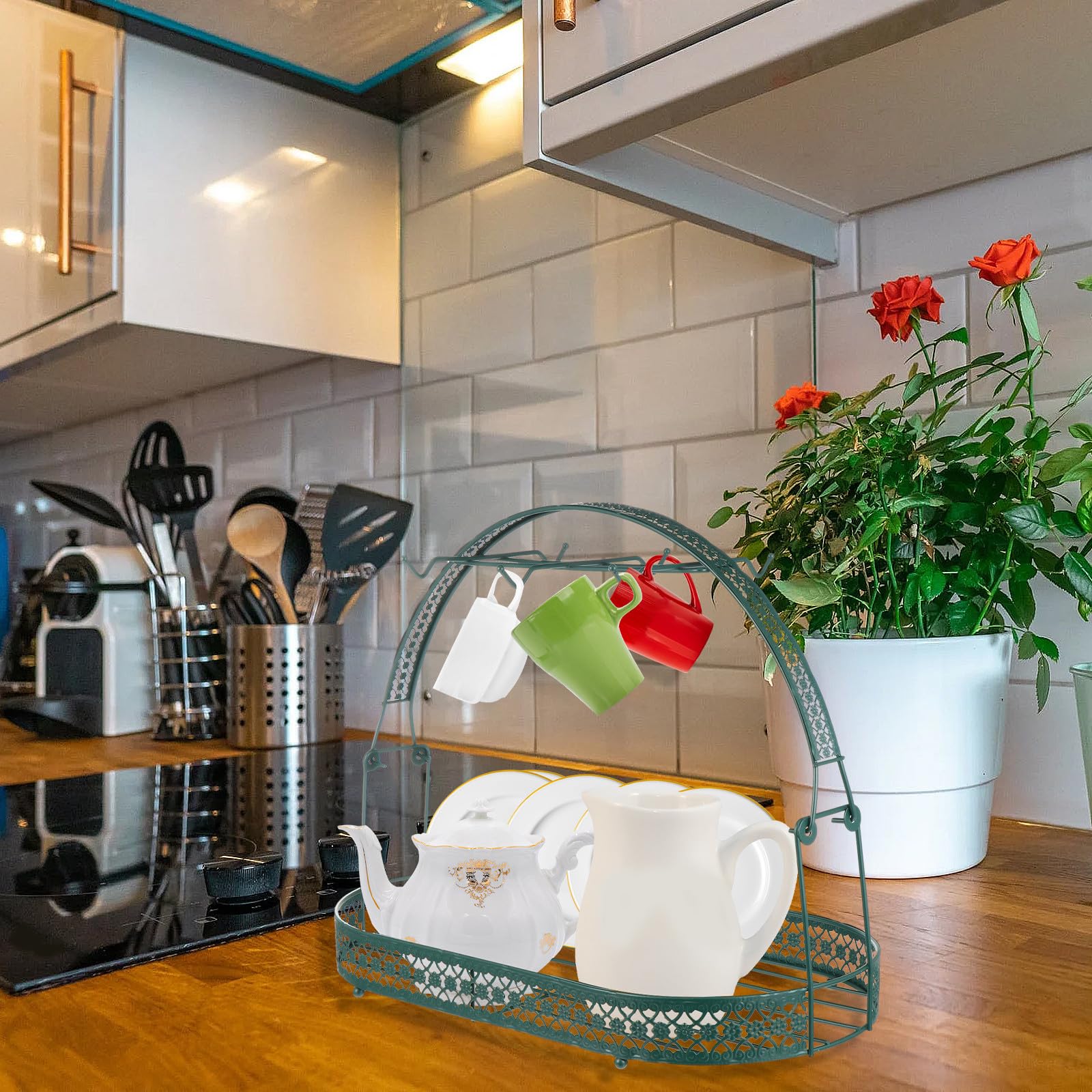 Kaffeetassenhalter stabiler aus Eisen im Europäischen Stil mit glatter Oberfläche für Kaffee und Teegeschirr für Küche und Büro