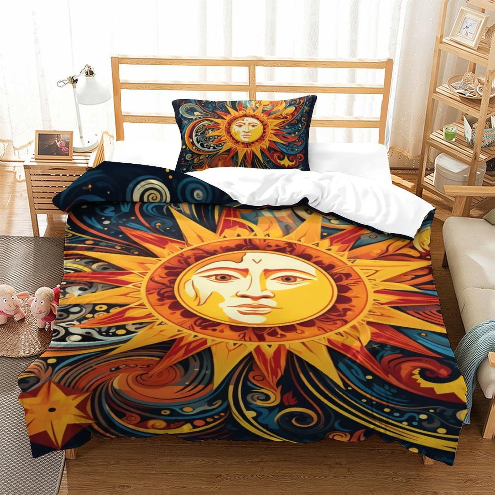 Parure de lit pour chambre d'enfant et garçon, housse de couette mandala relaxante