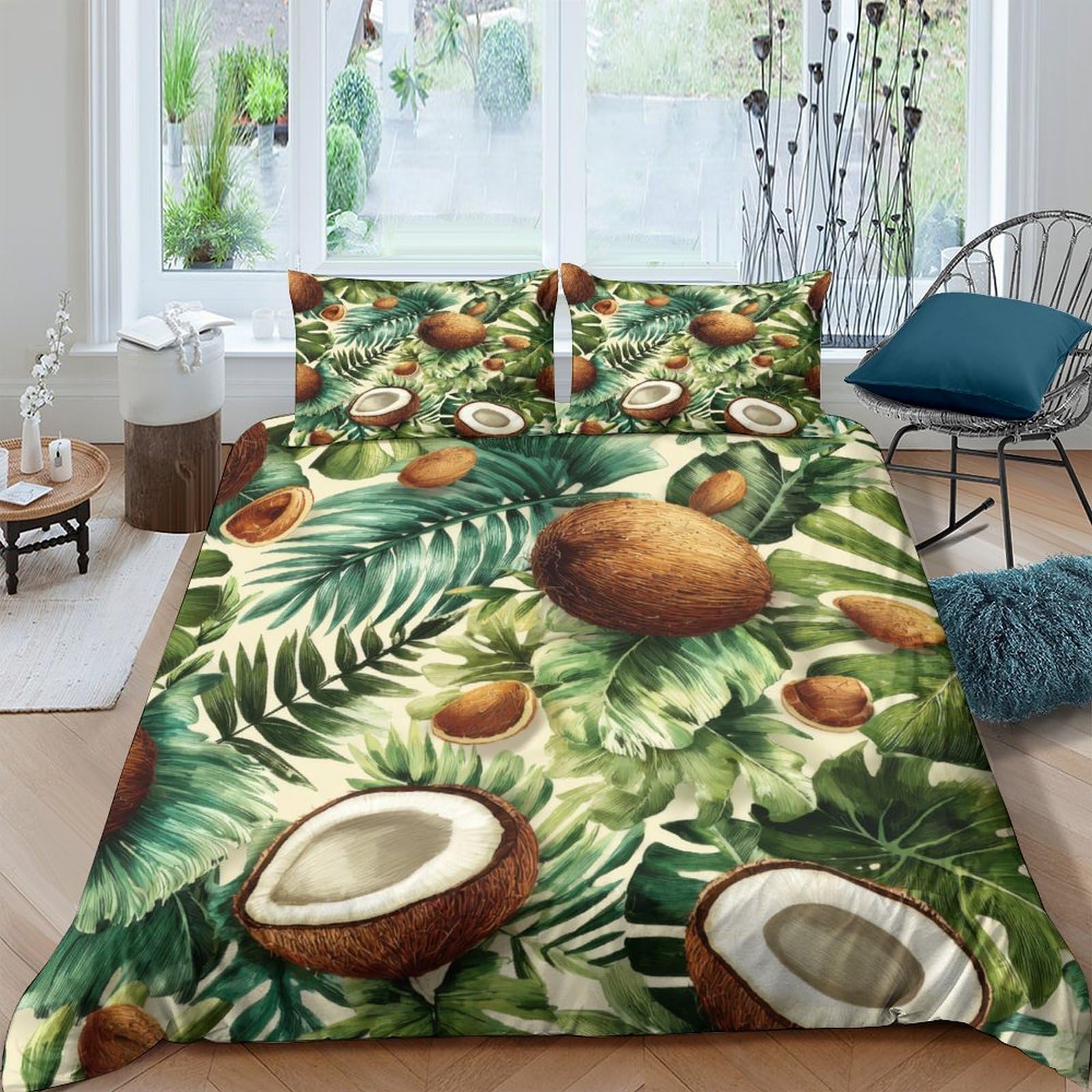 Ctjqhvkz Style-8 3D Printed Coconut Palm Fitted Sheet Microfiber Soft Bed Cover Tropical Fruit Mattress Protector For Bedroom Guest Room Single（135X200cm）