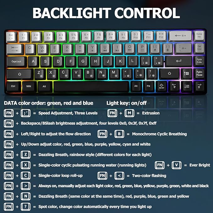 Teclado Gamer Guiheng 60% RGB USB miniatura 6