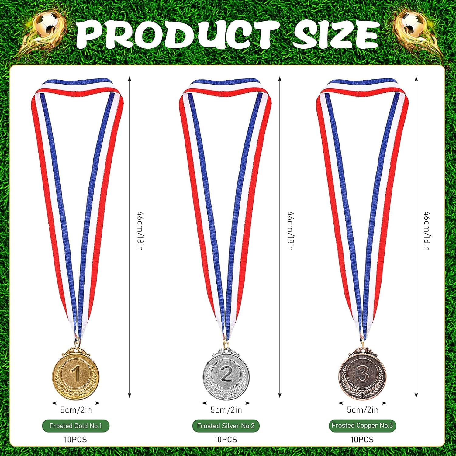 MALLOOM 30 Médailles en Or, Argent et Bronze – Médailles de vainqueur pour compétitions, fêtes, Style Olympique