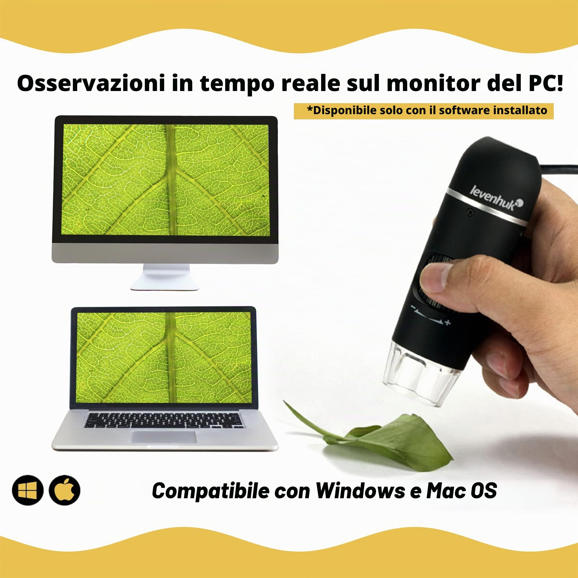 Microscopio Digitale Portatile Levenhuk DTX 90 (10–300x) con Fotocamera Retraibile per L’Uso In Elettronica, Gioielleria, Biologia, Zoologia e Molto Altro