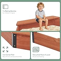 Vista 4 de Caja de arena octágono de madera de 85 x 78 x 9 pulgadas con tapa, arenero grande para niños, patio al aire libre, patio trasero, fácil y rápido