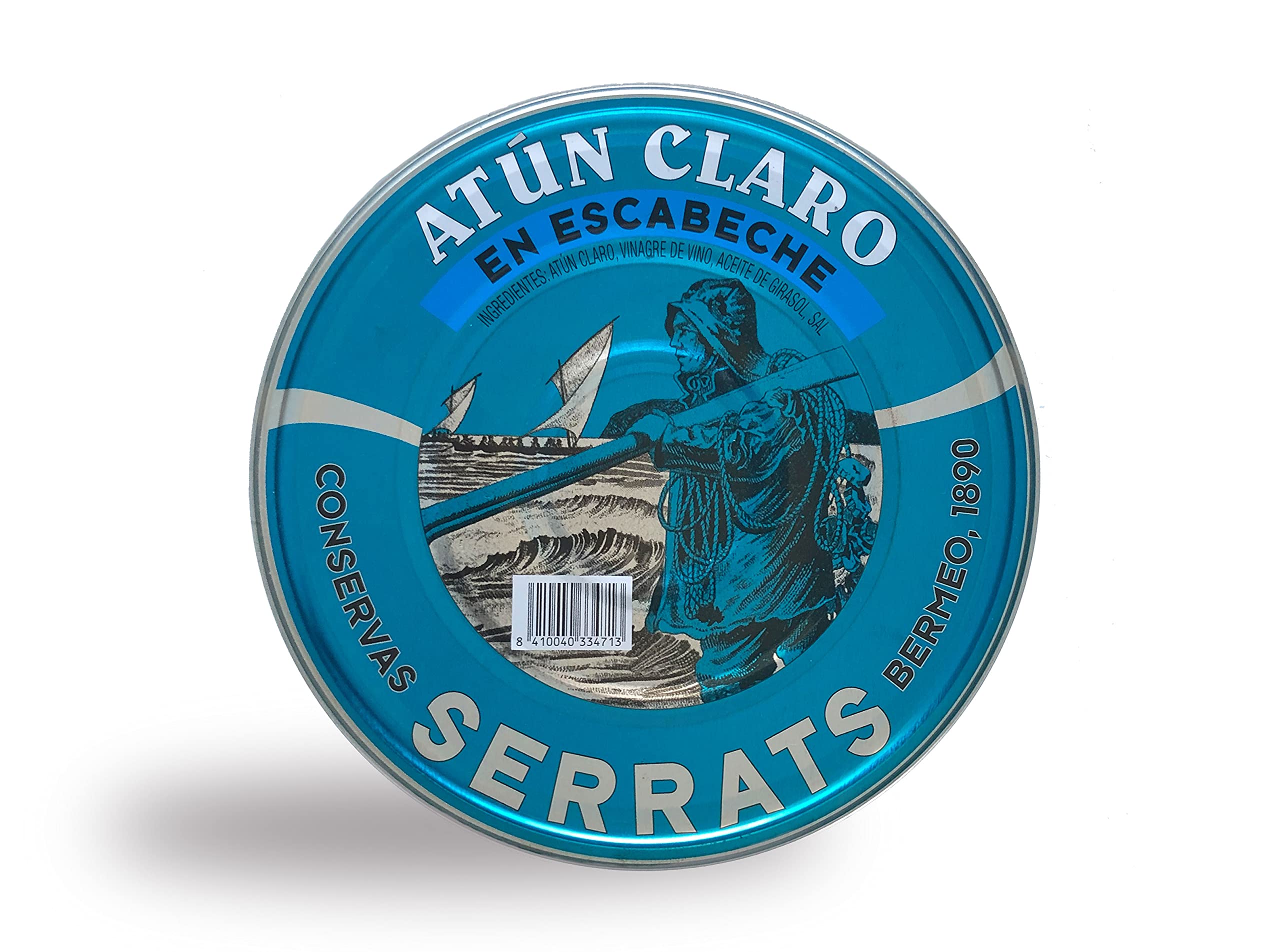 CONSERVAS SERRATS - Atún Claro en Escabeche - 4 Latas x 1800g (Total: 7200g) - Elaboración Artesanal desde 1890 - Sin Gluten - Rico en Omega 3