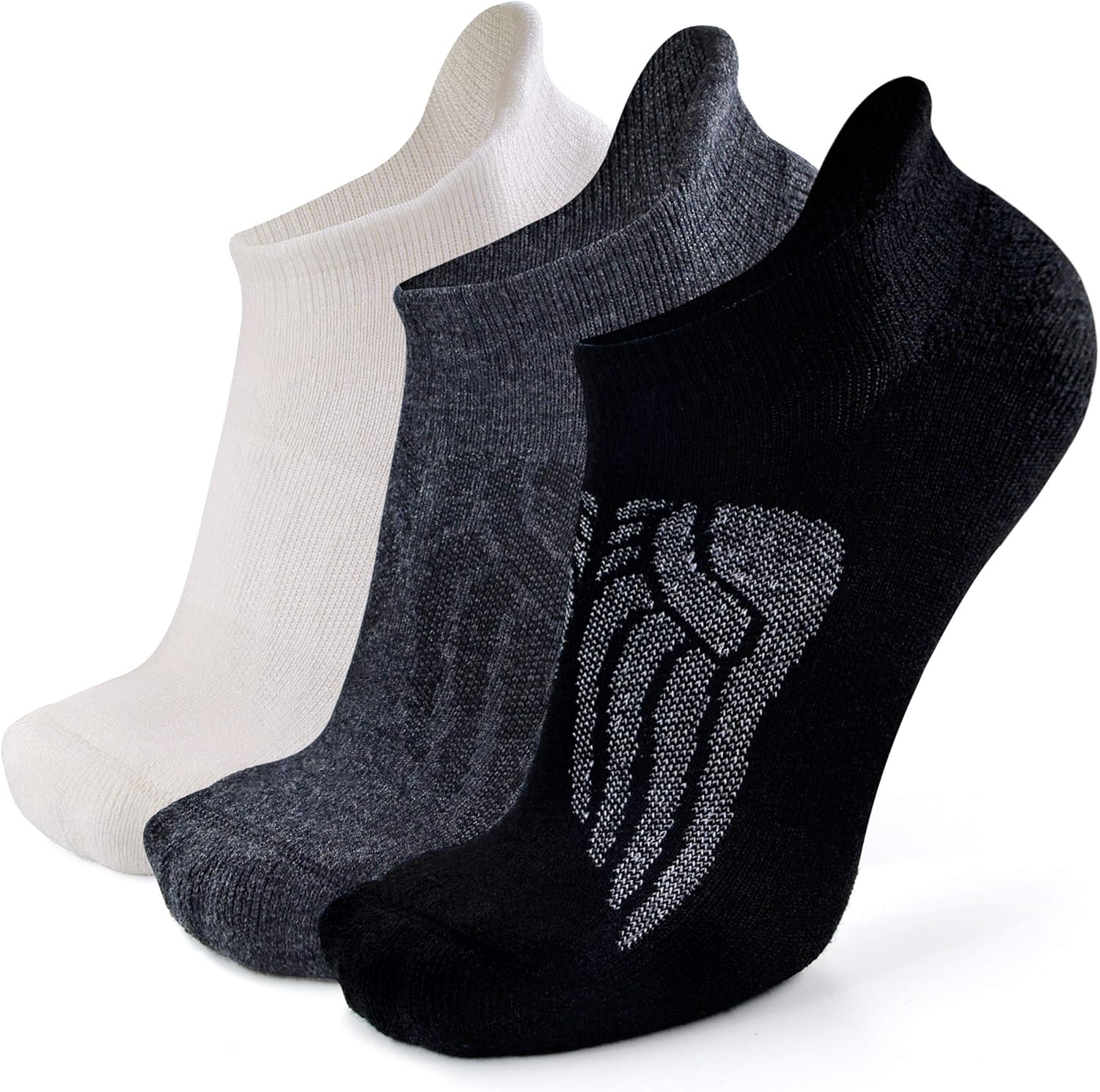 Busy Socks Merino Wool Compression Support Ankle Running Hiking Socks for Men Women, Soft Thick Cushion Tab Socks 3/6 Pairs