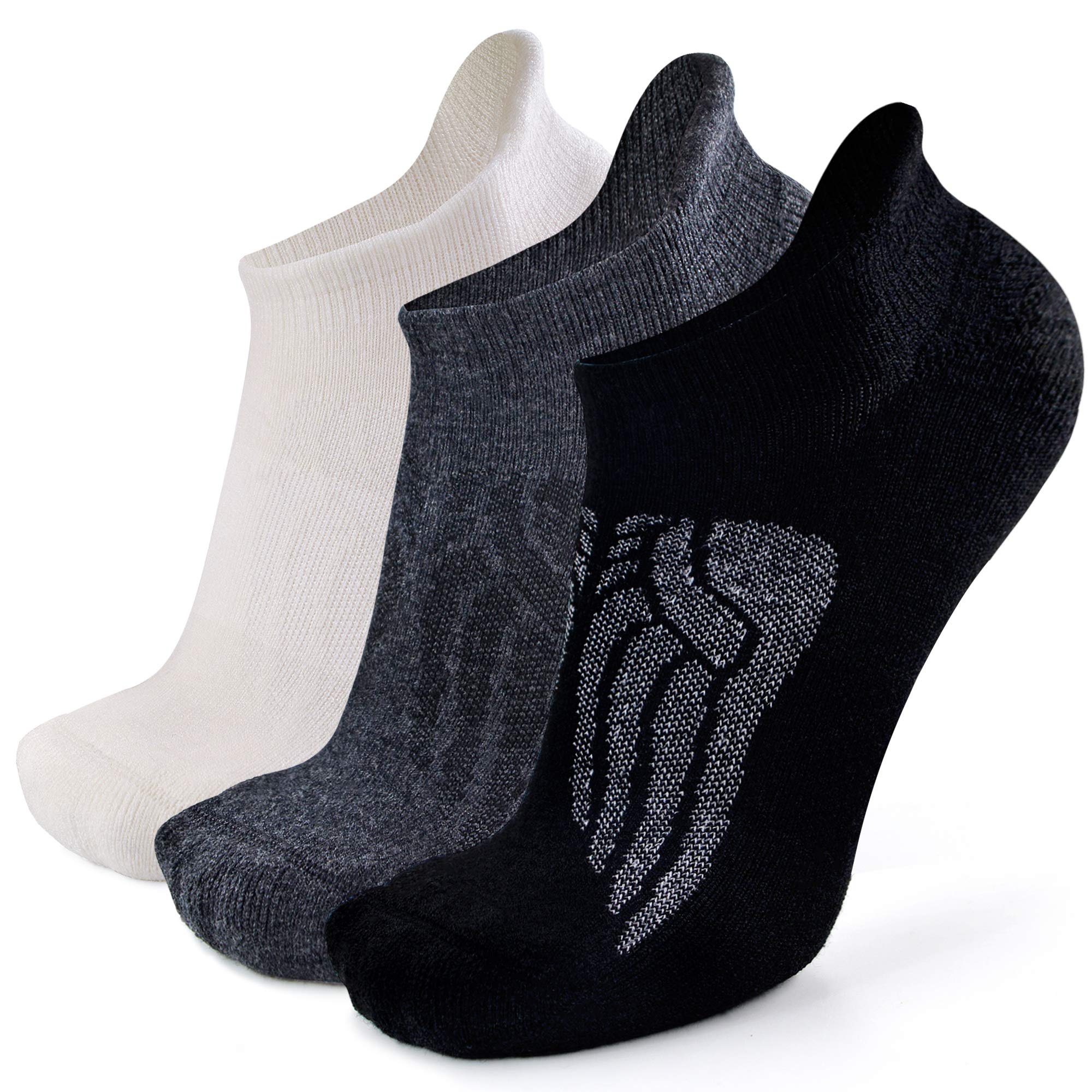 Busy Socks Merino Wool Compression Support Ankle Running Hiking Socks for Men Women, Soft Thick Cushion Tab Socks 3/6 Pairs