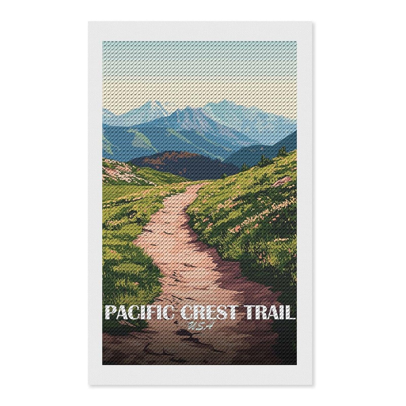 Junmoney Pacific Crest Trail USA Landscape Round Drill Diamond Painting 12"x20", Satisfying Creative Project, Complete Accessories, Printed Canvas