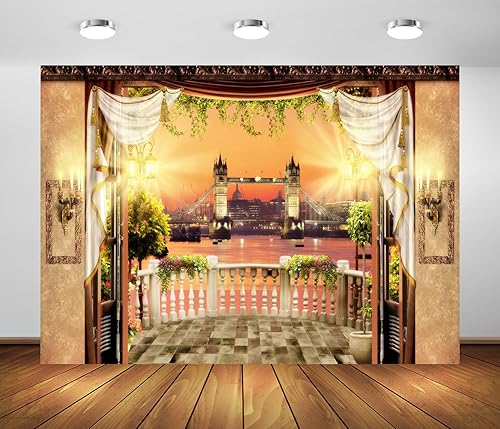 15x10ft London Terrace Night View Backdrop London Sunset Skyline Tower