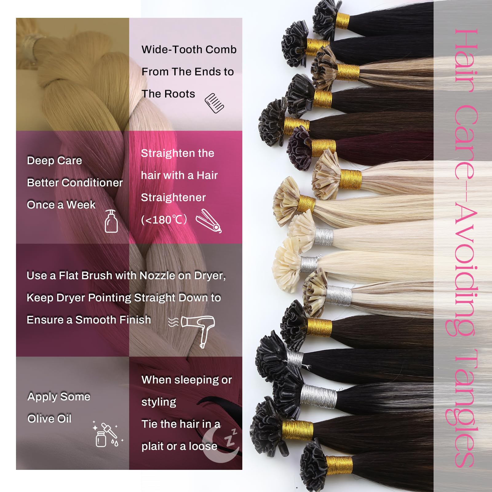 Moresoo Pre Bonded Hair Extensions White Blonde 18 Inch 1g/s 50G U Tip Hair Extensions Real Human Hair Hot Fusion Remy Hair Blonde #60A 50 Strands - Image 4